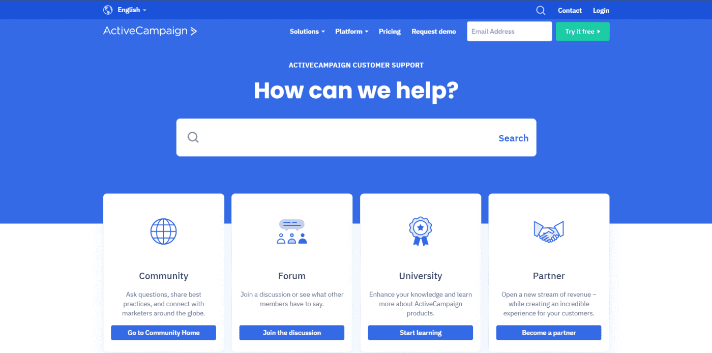 ActiveCampaign customer support center