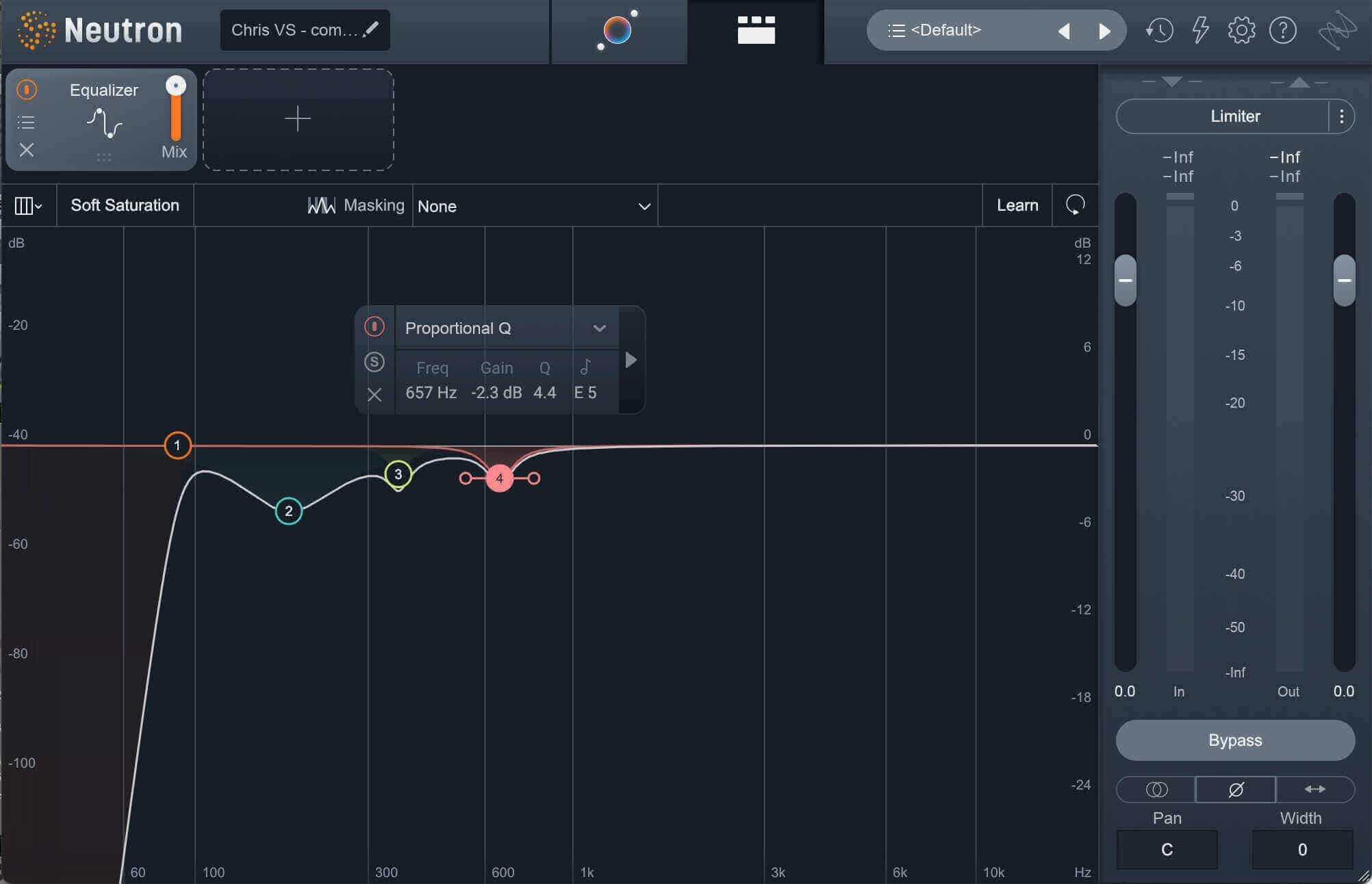 Neutron vocal EQ settings, 400 Hz–800 Hz