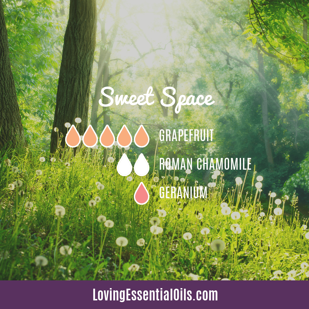 Roman chamomile essential oil blends by Loving Essential Oils | Sweet Space with grapefruit and geranium