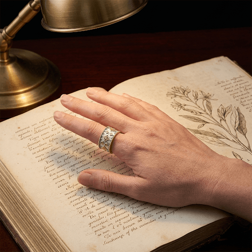 Vintage-Inspired Two-Tone Wide Band Ring