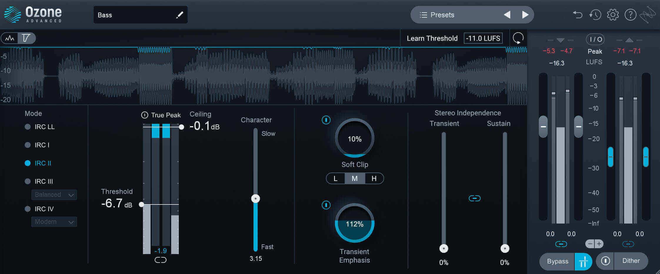 Ozone limiter used on the bass