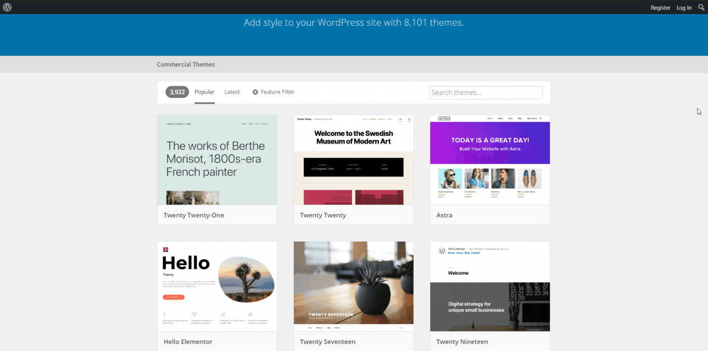 Webflow vs WordPress: WordPress templates