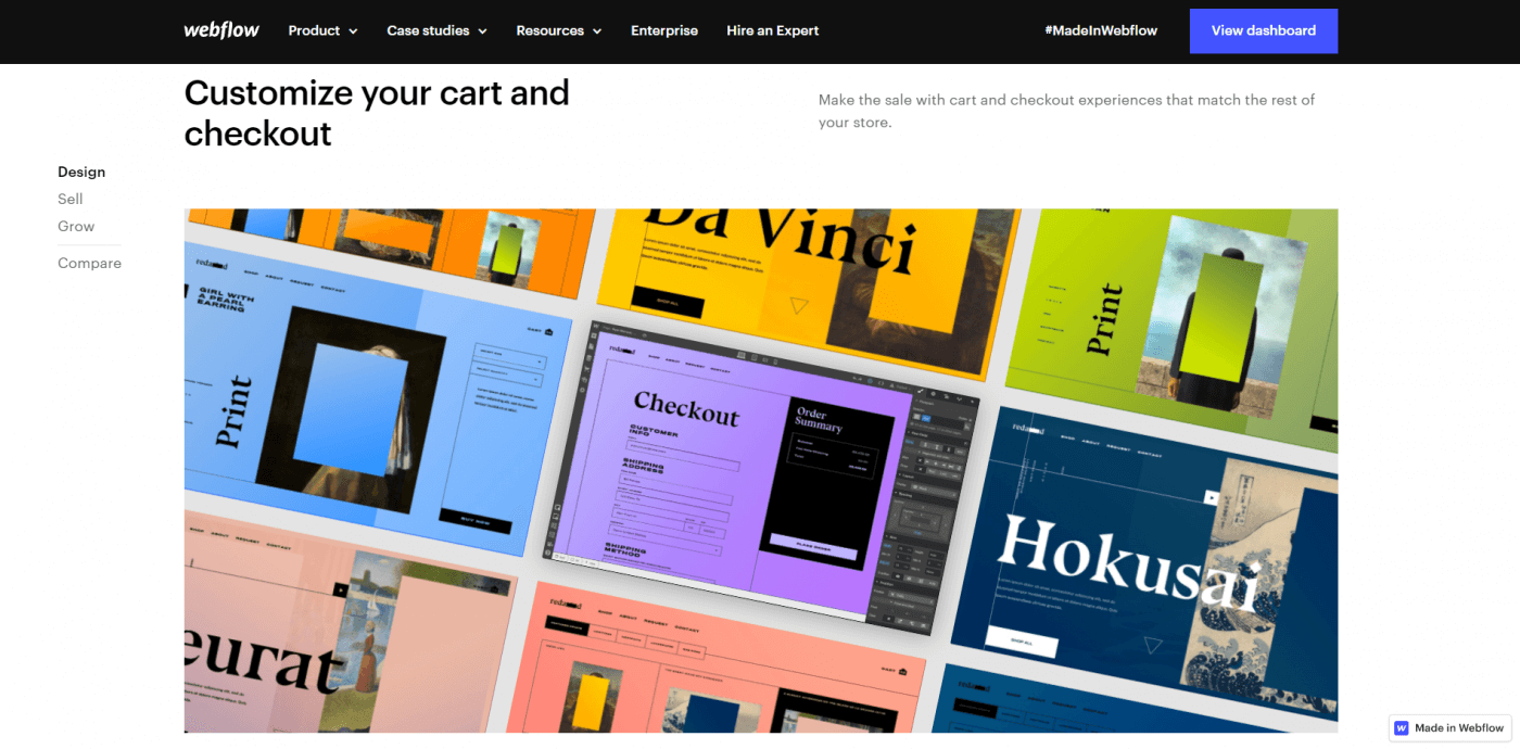 Webflow checkout cart customization