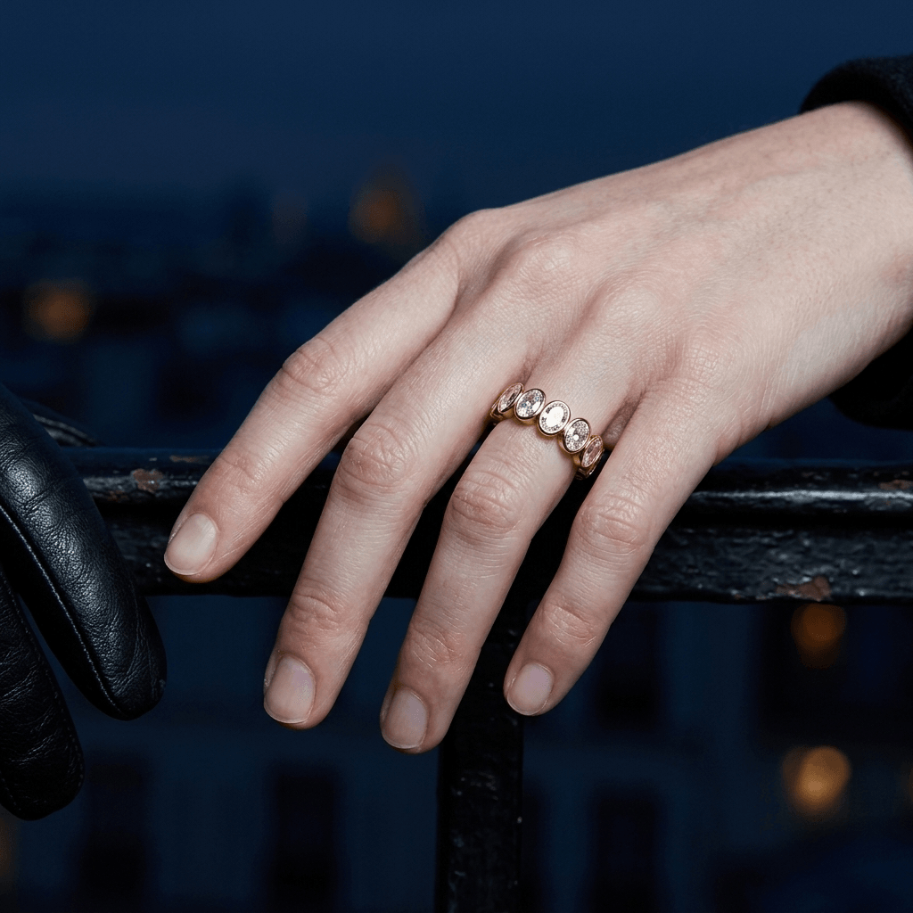 Bezel Set Oval CZ Eternity Ring