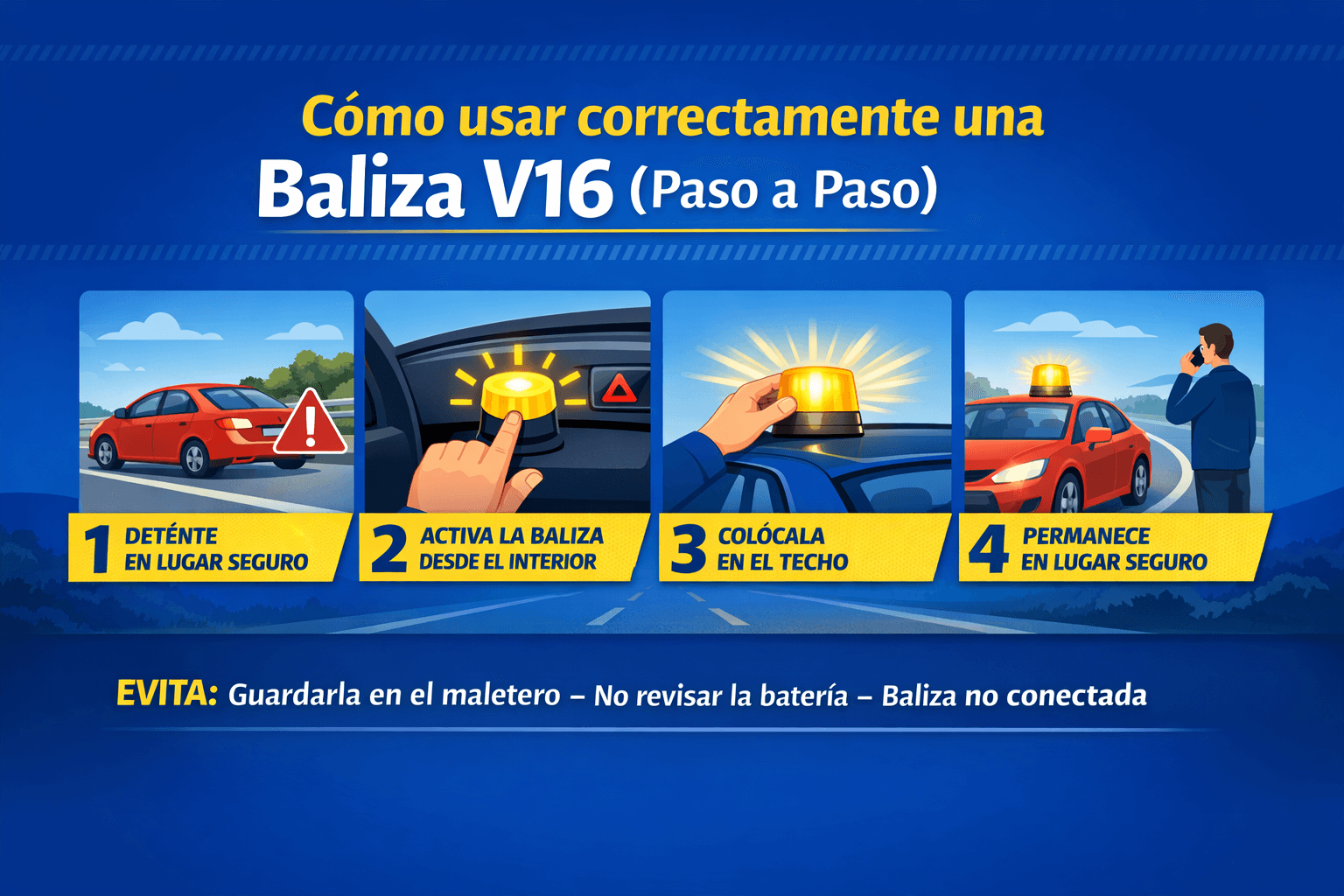 Cómo usar correctamente una baliza V16 (paso a paso)