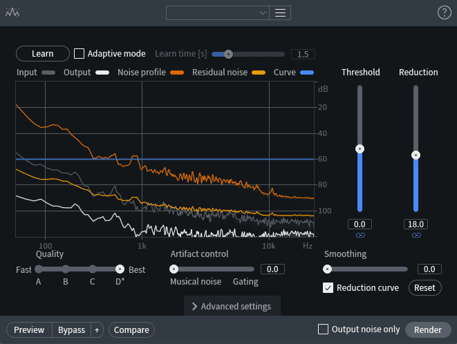 Spectral De-noise settings