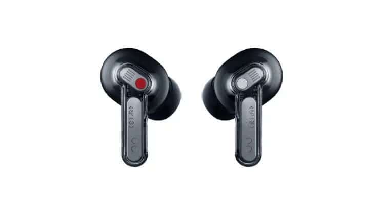 Close-up of Nothing Ear (3) aluminum case and earbuds