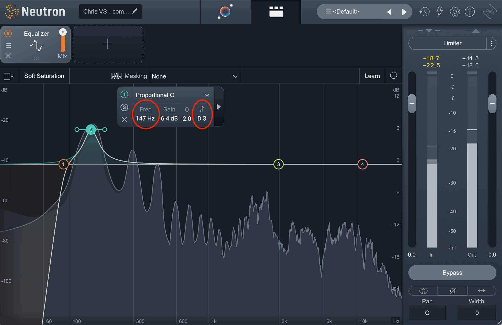 Neutron EQ viewing frequency and note pitch