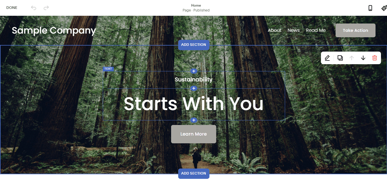 Squarespace editor