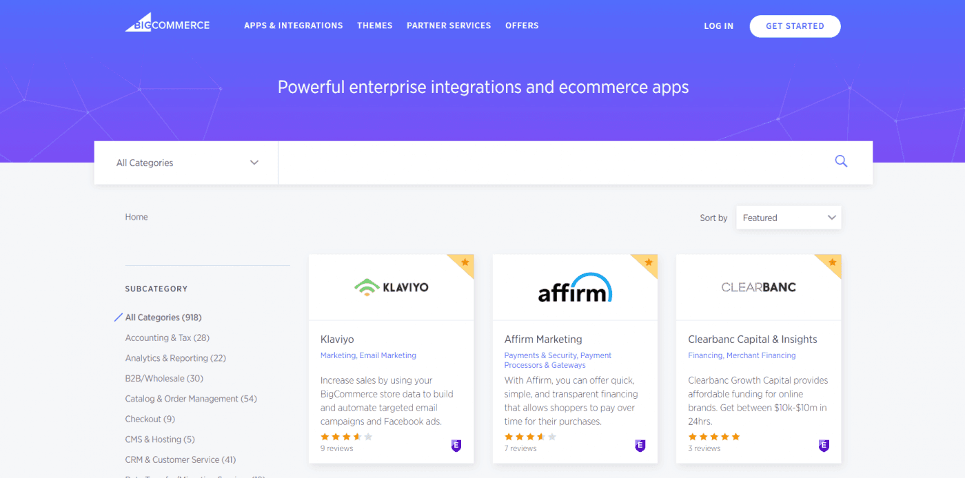 BigCommerce app store, addons