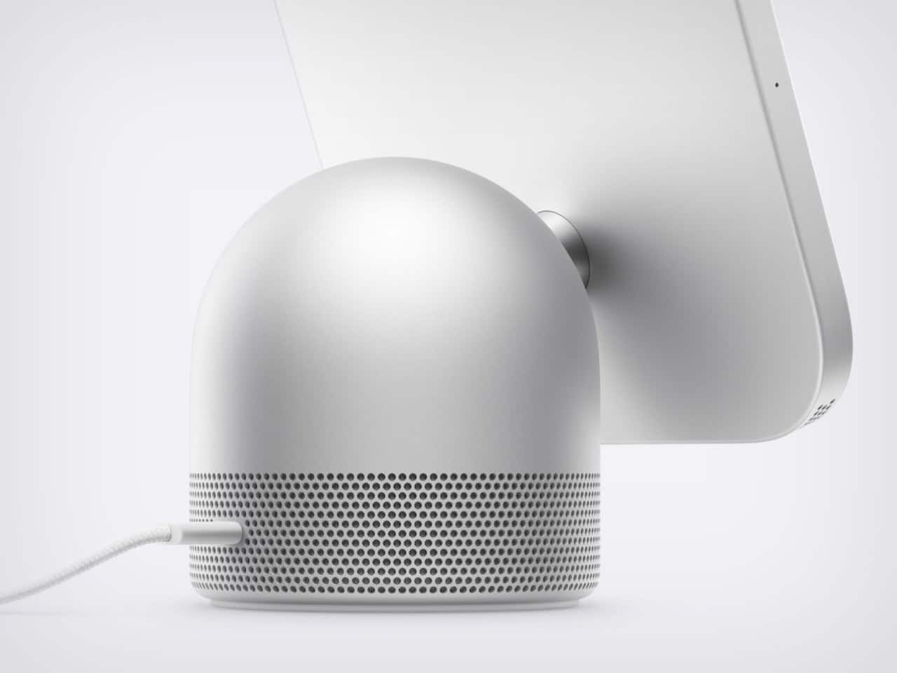Apple HomeView positioned as a compact tabletop speaker and display