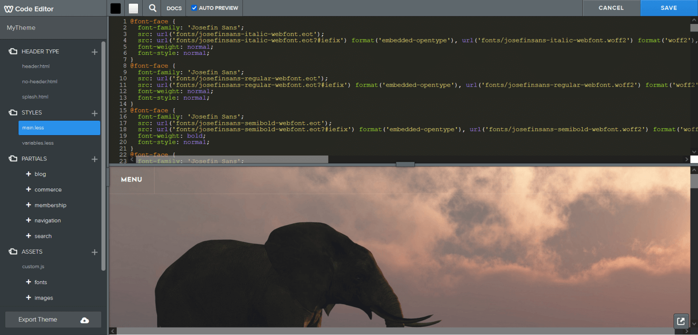 Weebly edit customization code