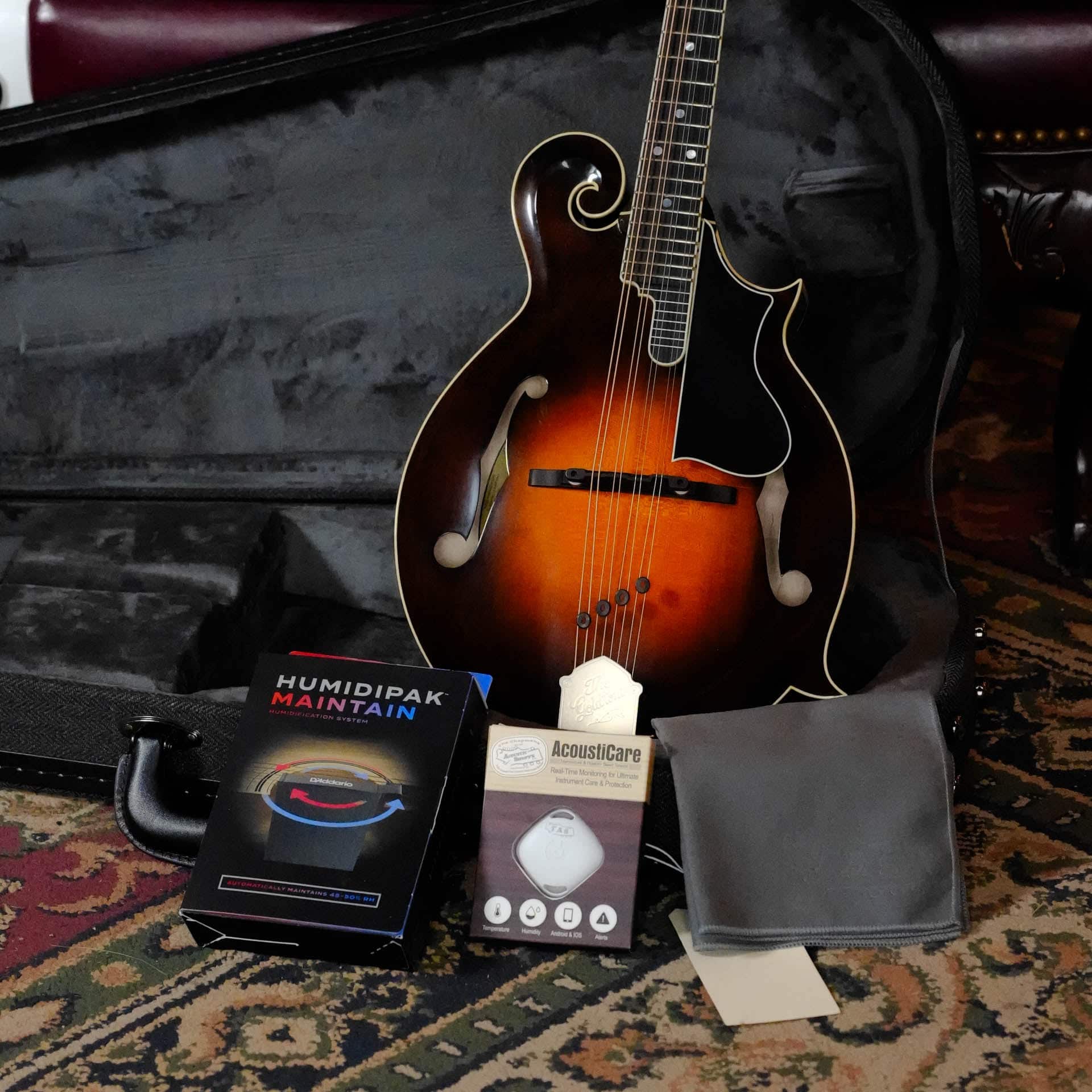 Gold Tone Grandmaster Elite F-style mandolin in burst nitro finish with case and humidity kit
