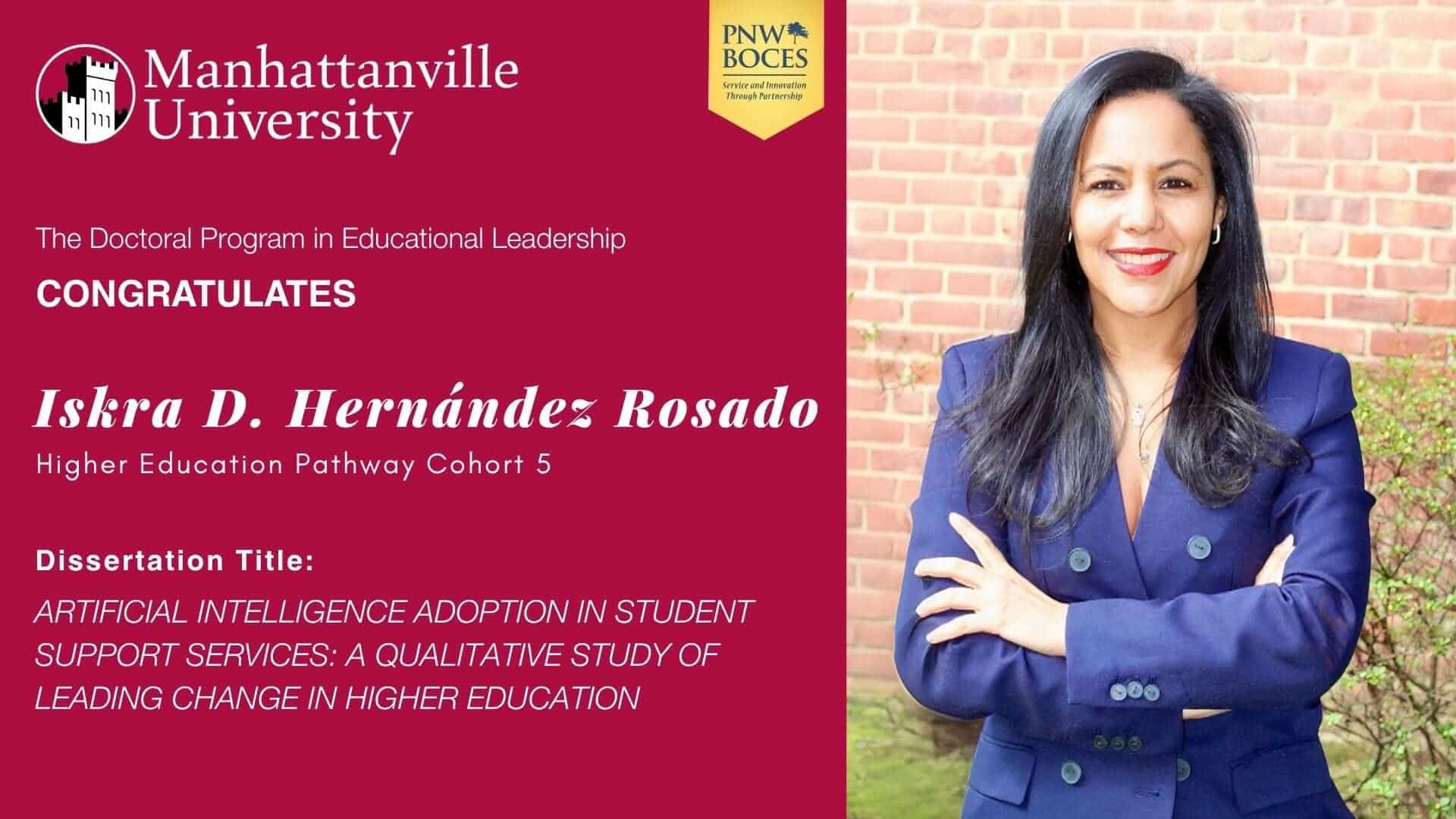 Congratulations to Iskra D. Hernández Rosado who on Thursday, April 16,2026 successfully defended her dissertation.