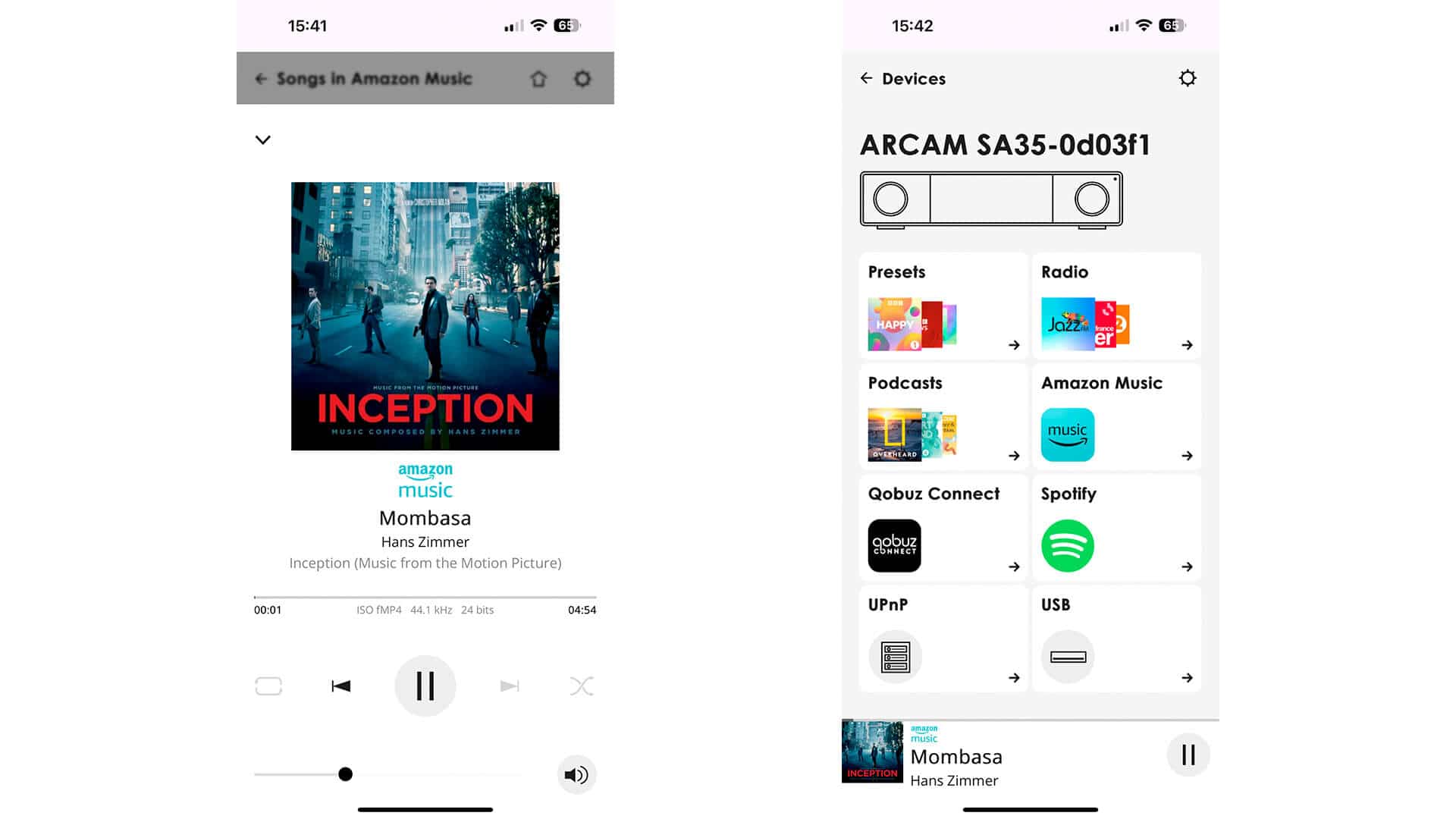 The Arcam Radia app controls many features but some settings still require the remote.