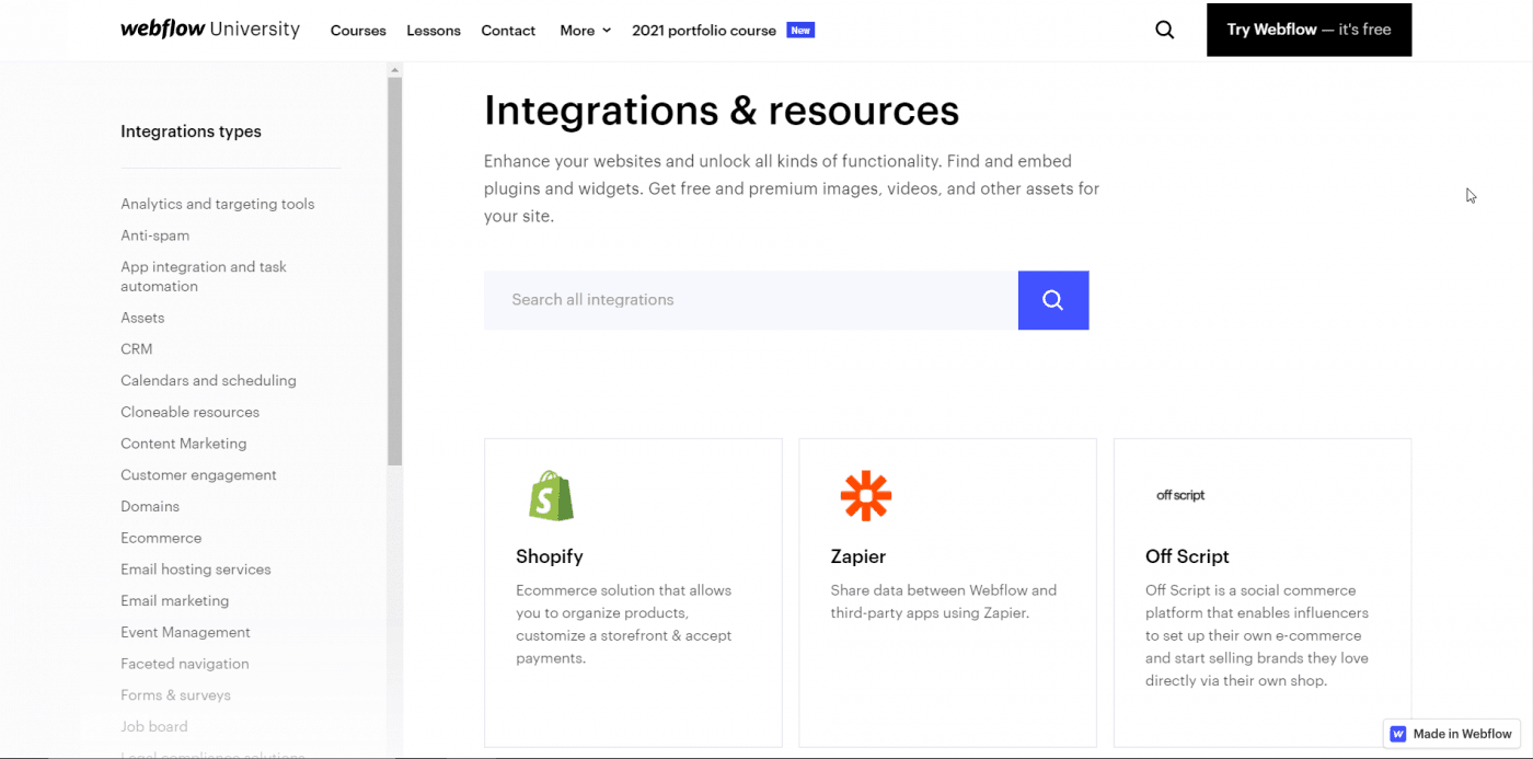 Webflow Integrations