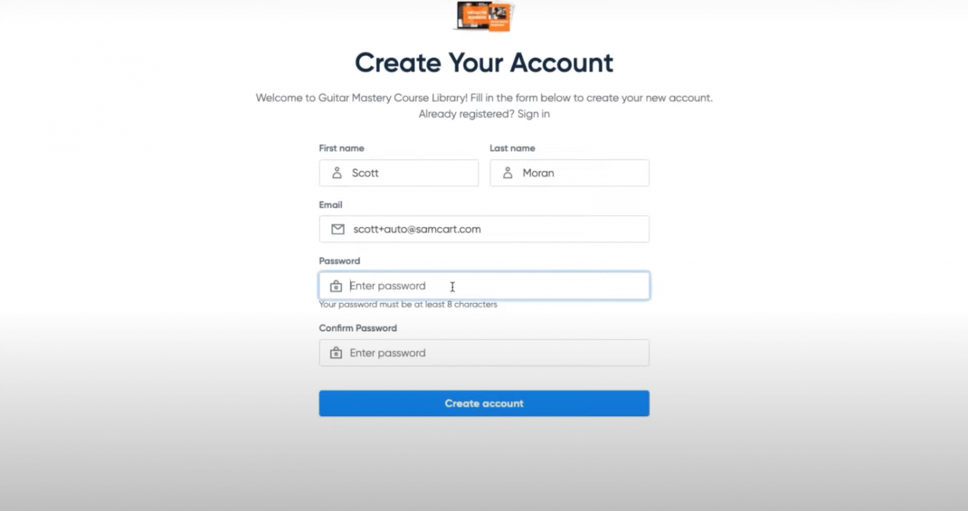 SamCart Auto-Enroll enter password