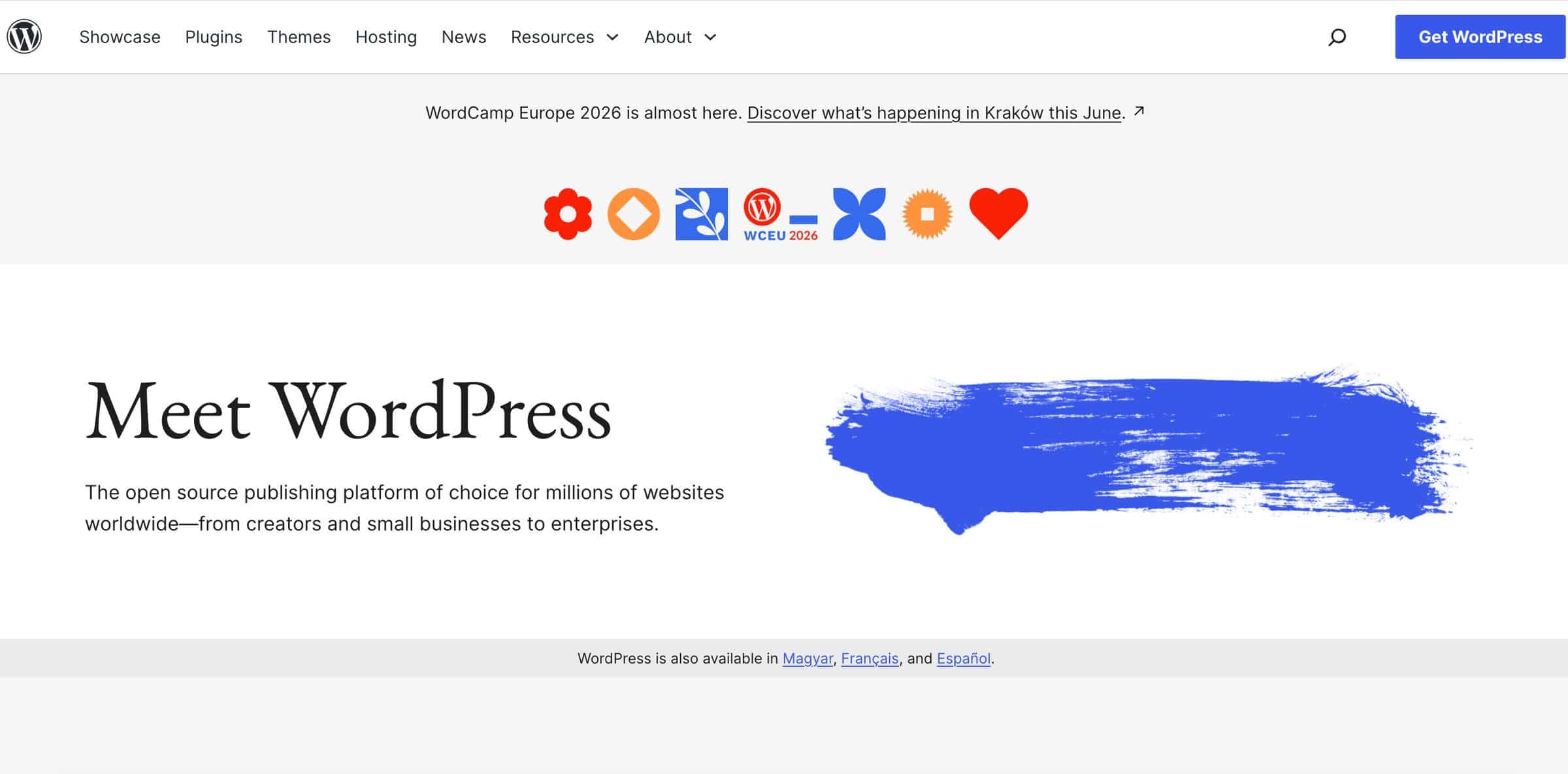 WordPress homepage (self-hosted)