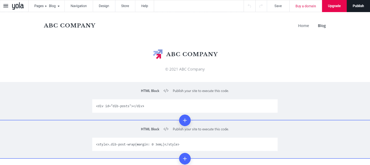 Yola embed code dropinblog