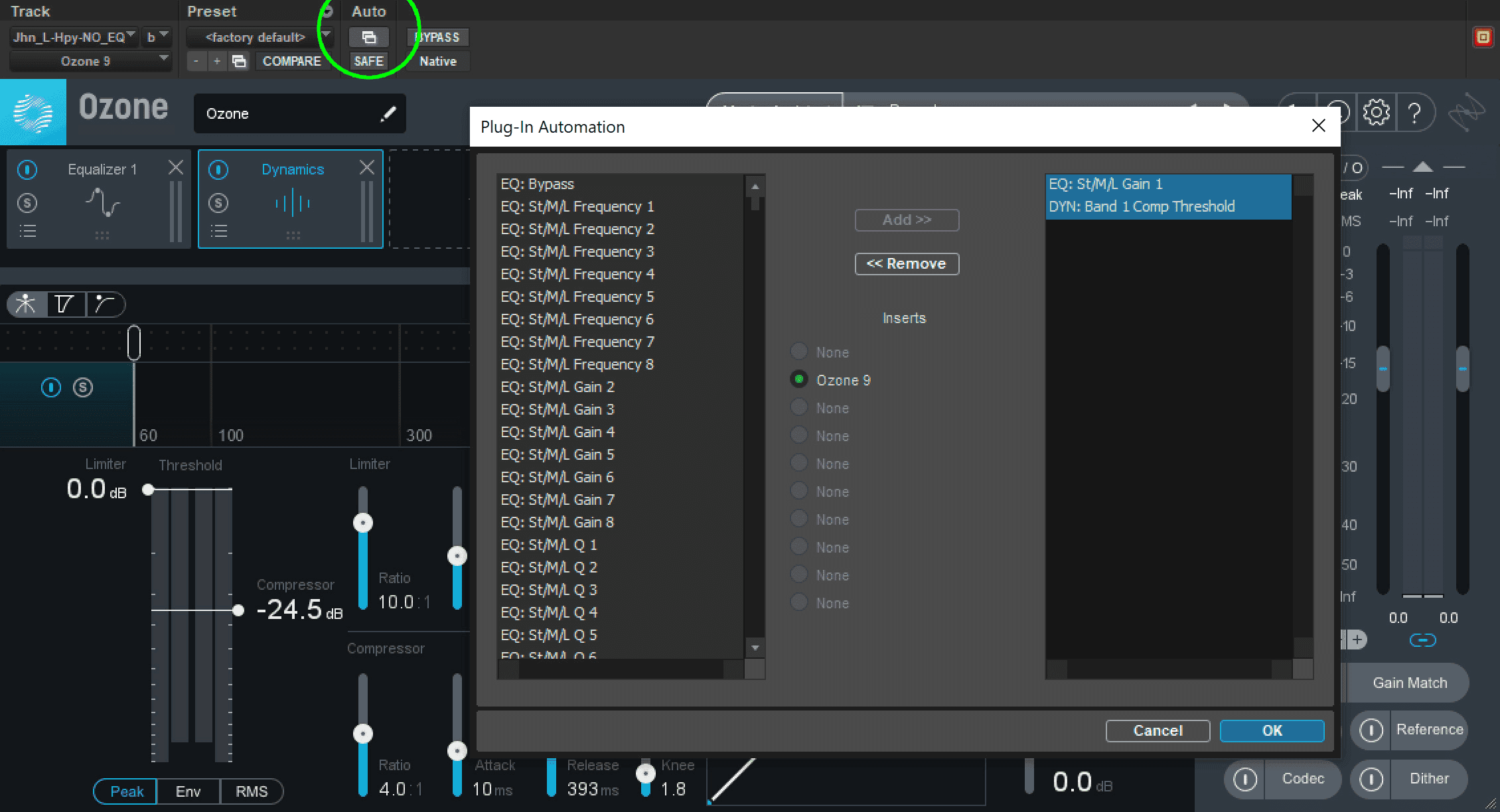 Select the Plug-in Automation Enable button to activate automation inside Ozone