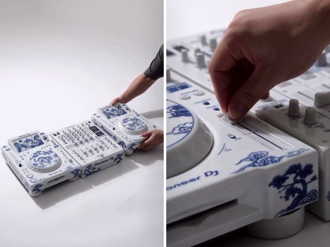 Full view of the ornate porcelain Pioneer DJ arrangement