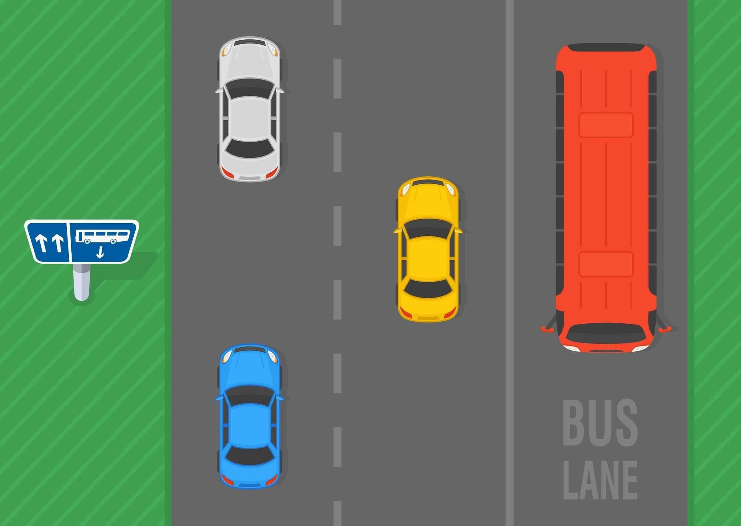 What is a contraflow bus lane theory test questions