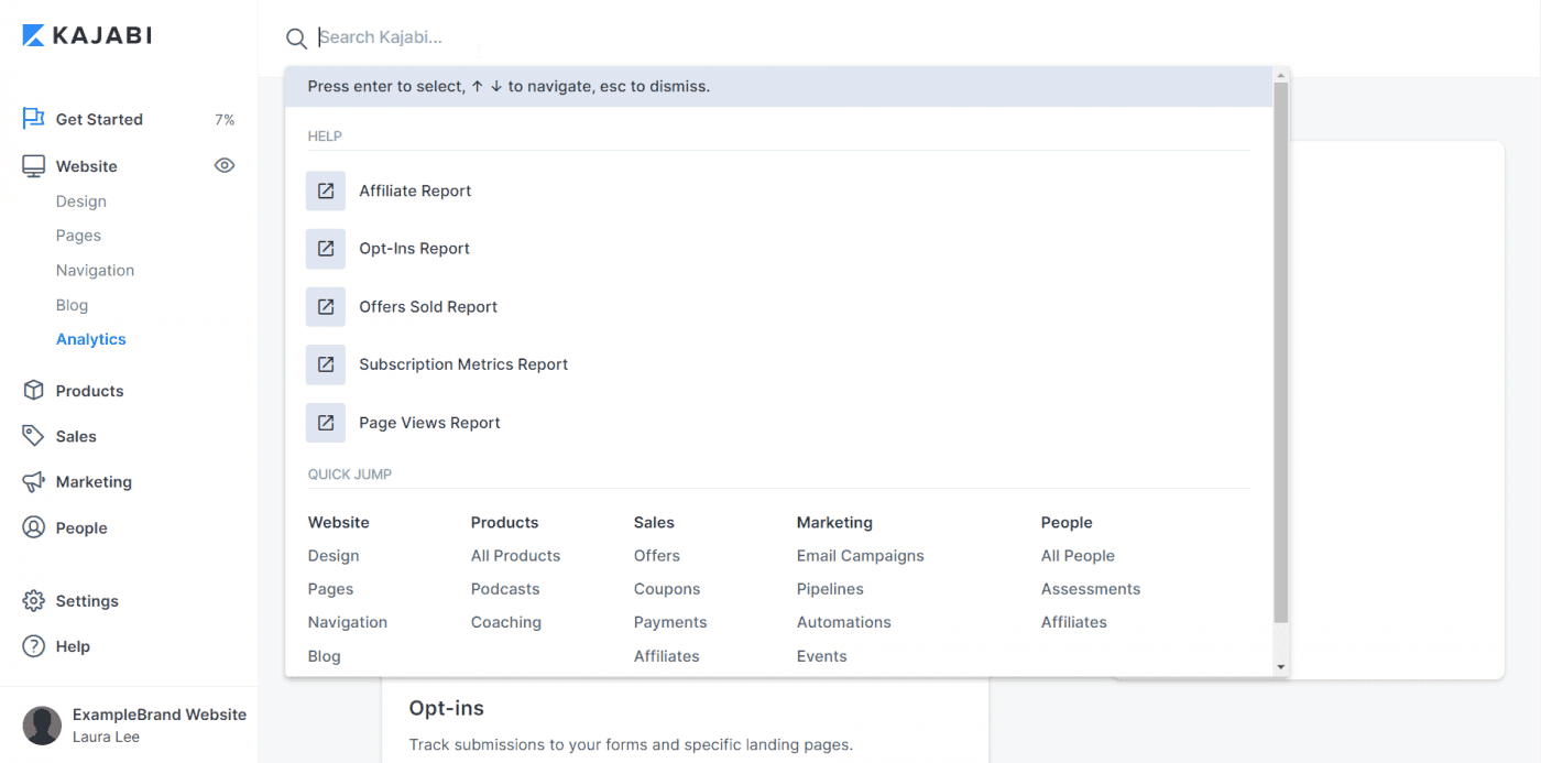 Kajabi reports analytics