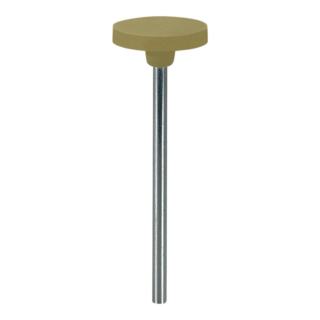 EVE Pumice Square-Edge Mounted Wheel 5/8, a medium-grit polisher for jewelry, designed to safely smooth and polish metal surfaces around stones and in tight areas.