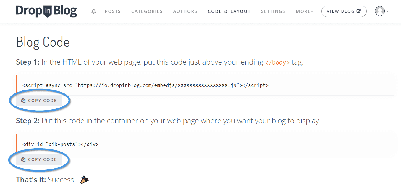 Uscreen blog install step