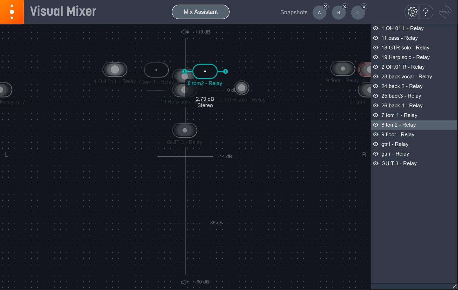 LCR panning example in Neutron 4 Visual Mixer