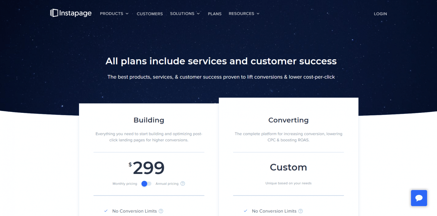 Instapage pricing plans