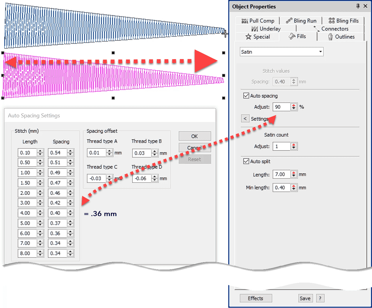 Stitch Spacing or Density