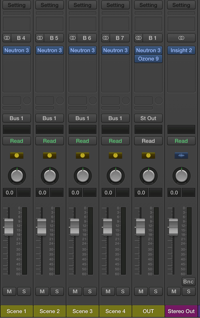 Buses in Logic Pro X for each scene