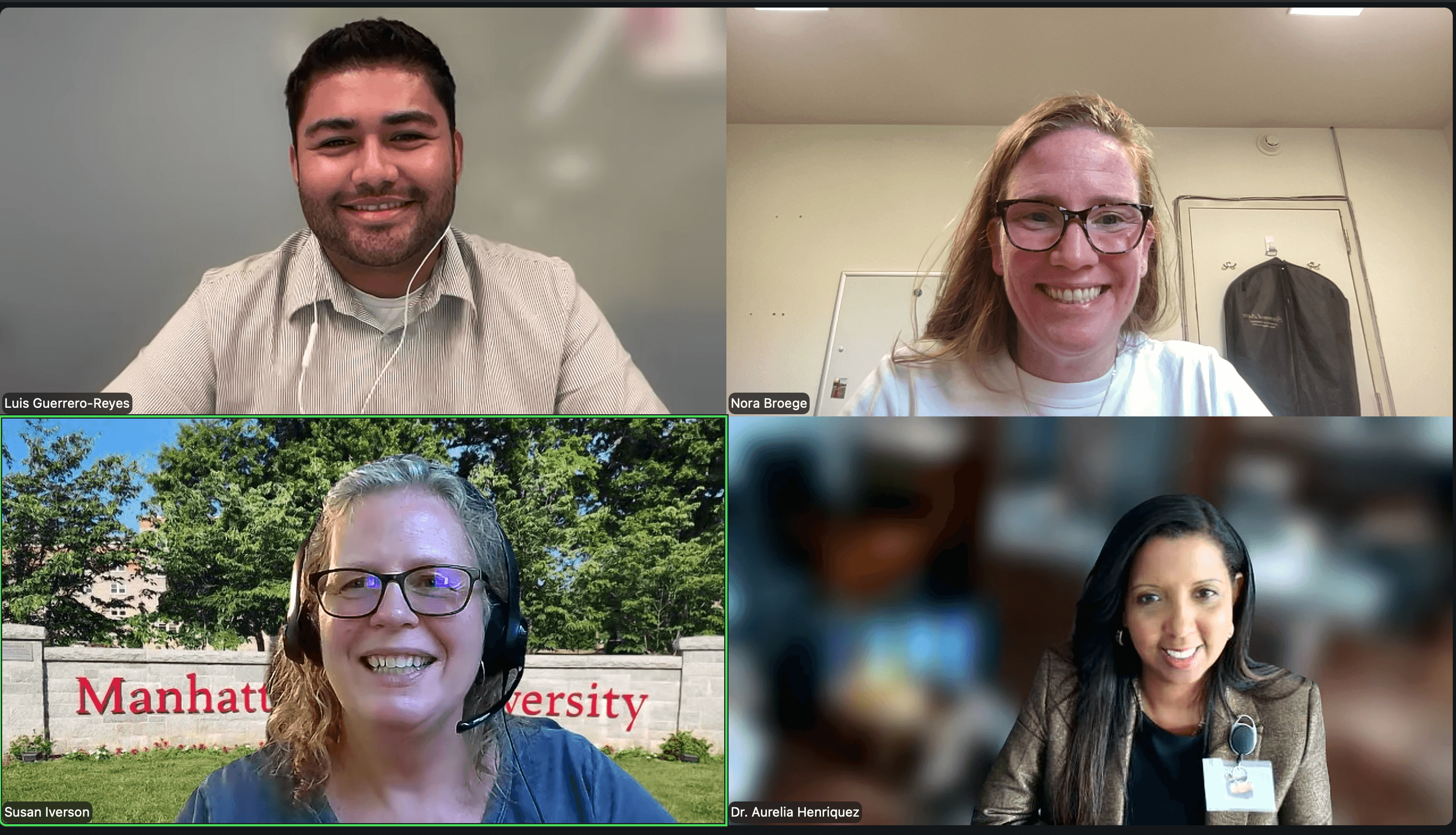 screenshot of four people in dissertation zoom meeting