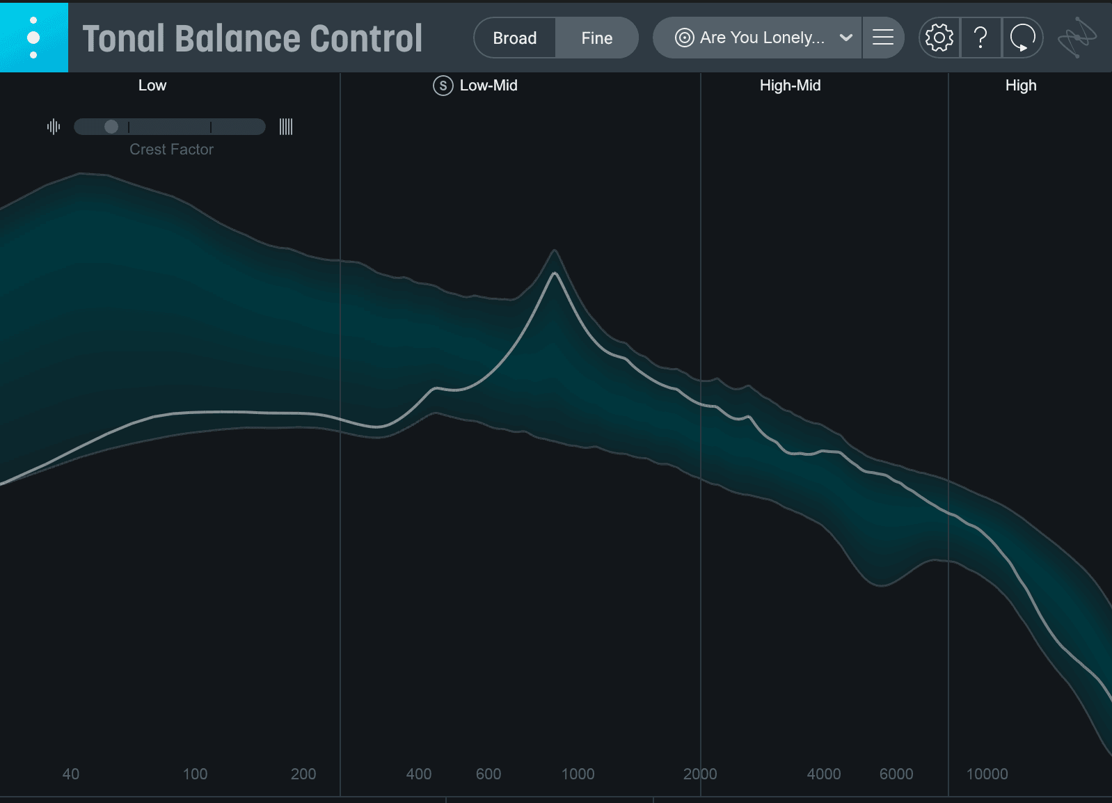 "Are You Lonely" by Steve Aioki and Alan Walker ft. ISAK Tonal Balance Control curve