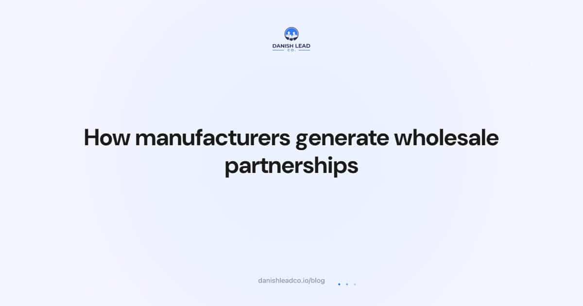 How manufacturers generate wholesale partnerships
