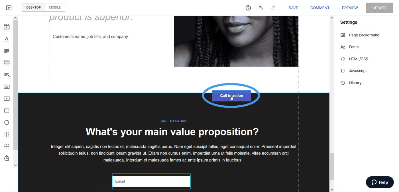 Instapage free form editor