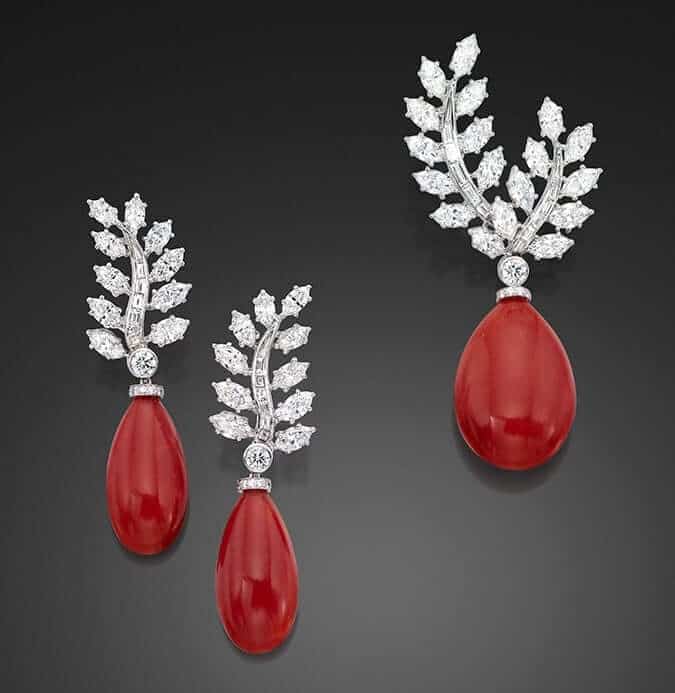 Sardinian Coral Brooch and Earrings