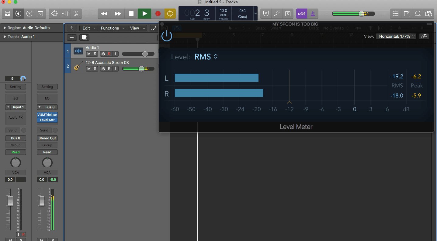 Example of an RMS meter in a DAW
