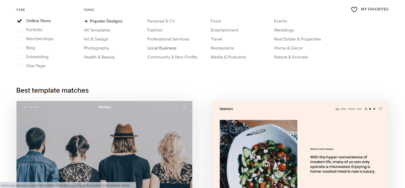 Squarespace templates