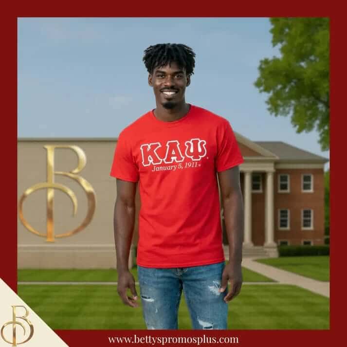 Red Kappa Alpha Psi Founders Day screen printed t-shirt featuring 1911 and Greek letters