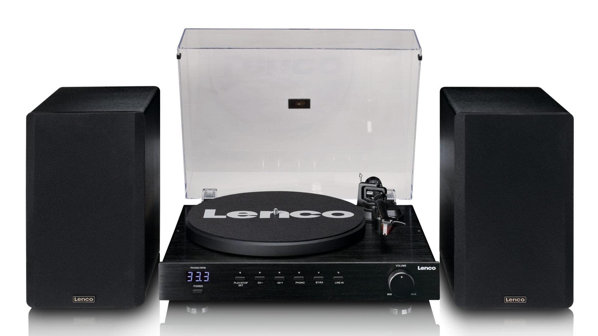 Lenco LS-700BK turntable with stereo speakers