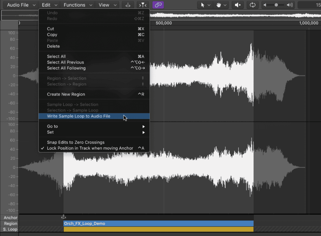 Writing the loop data to the audio file