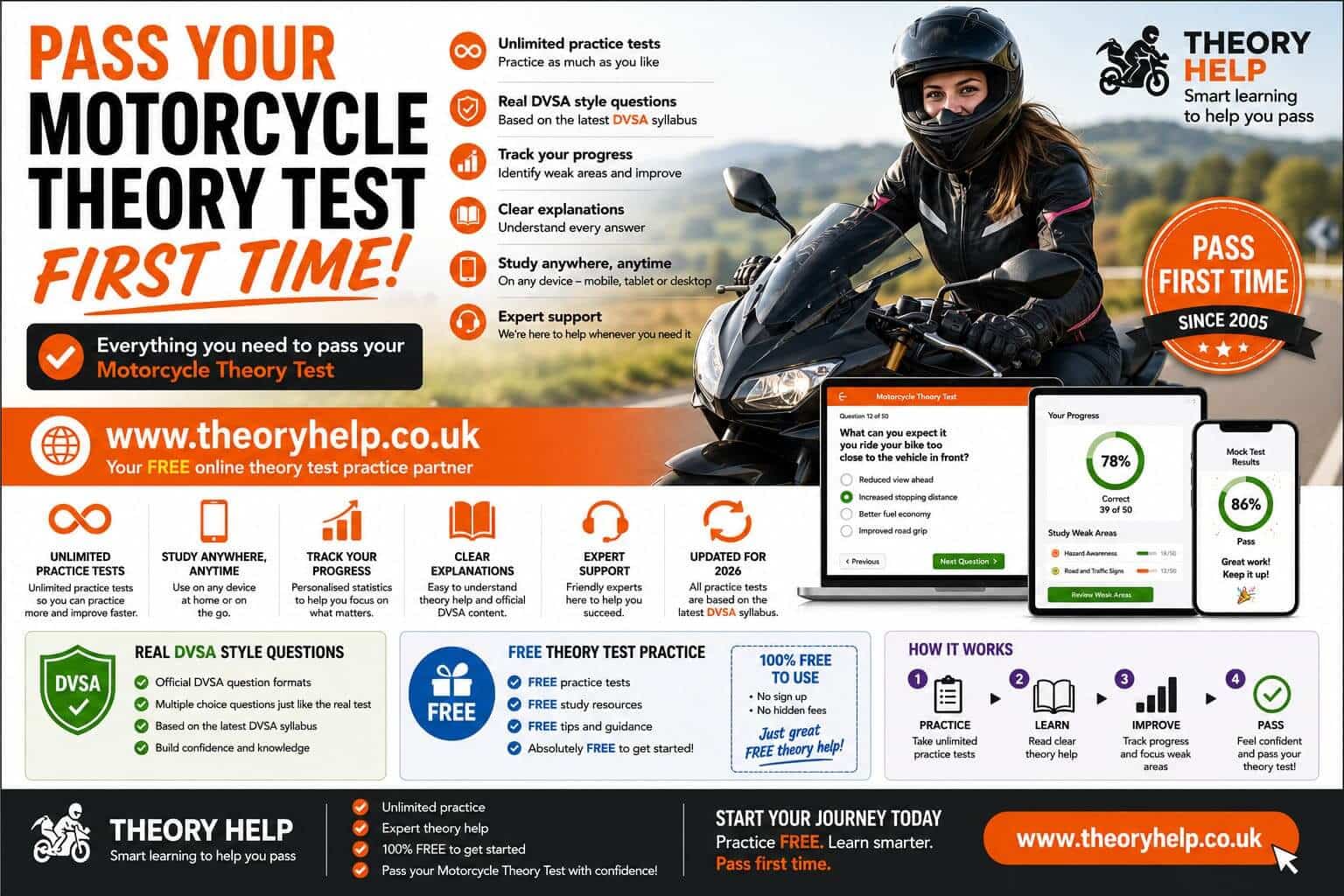 Free Motorcycle Theory Test Practice – Pass Your DVSA Motorcycle Theory Test First Time