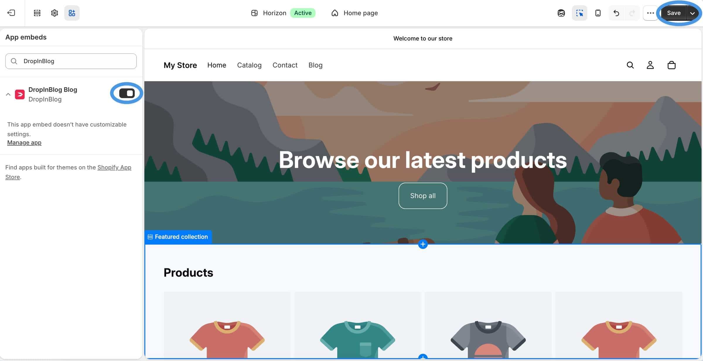 Shopify blog install step