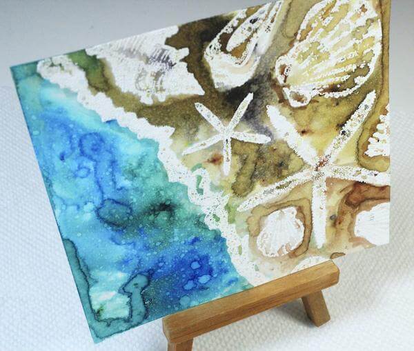 Beach Card with Sea Breeze Stamps and Color Burst Resist