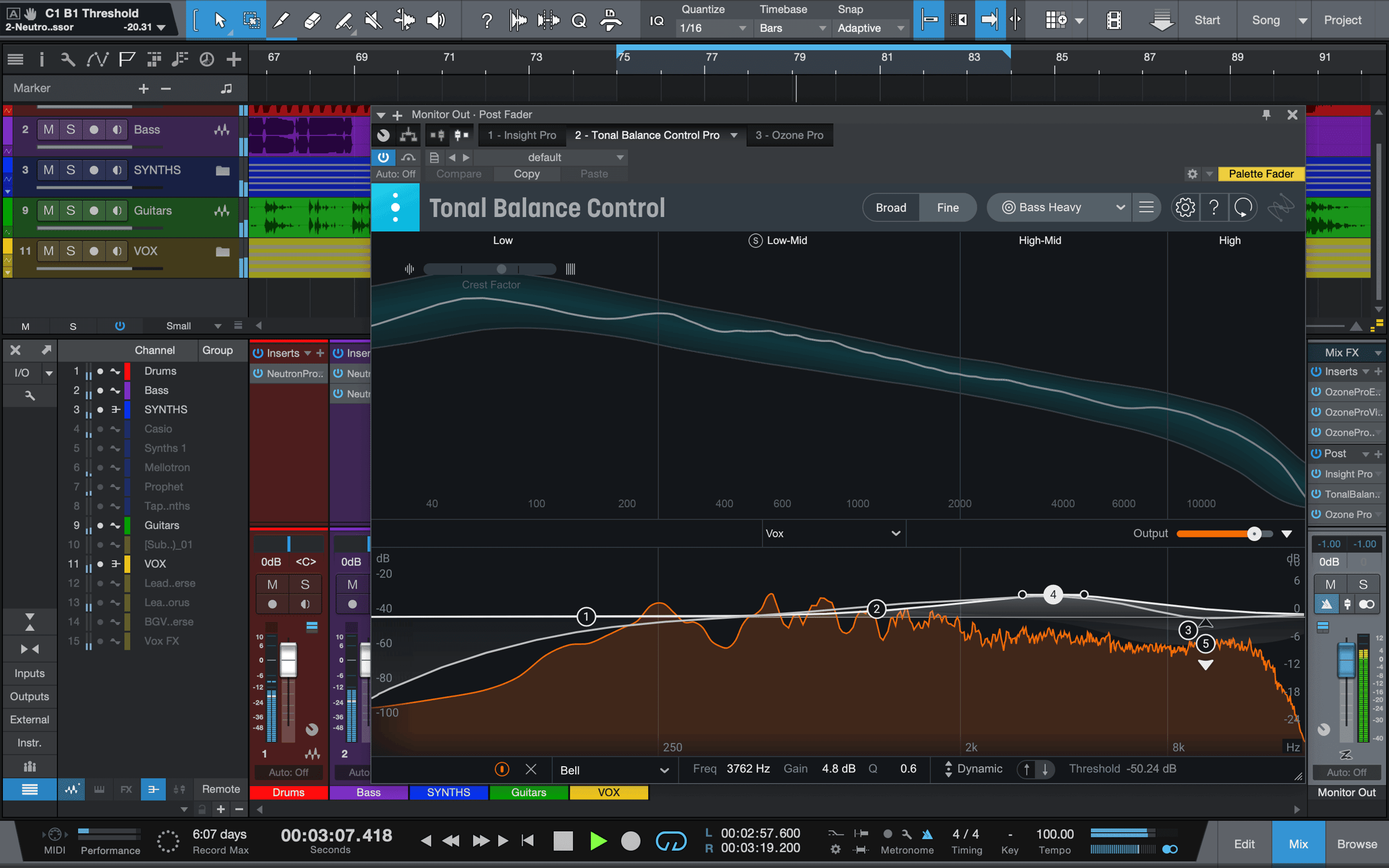 Adjusting vocal EQ within Tonal Balance Control