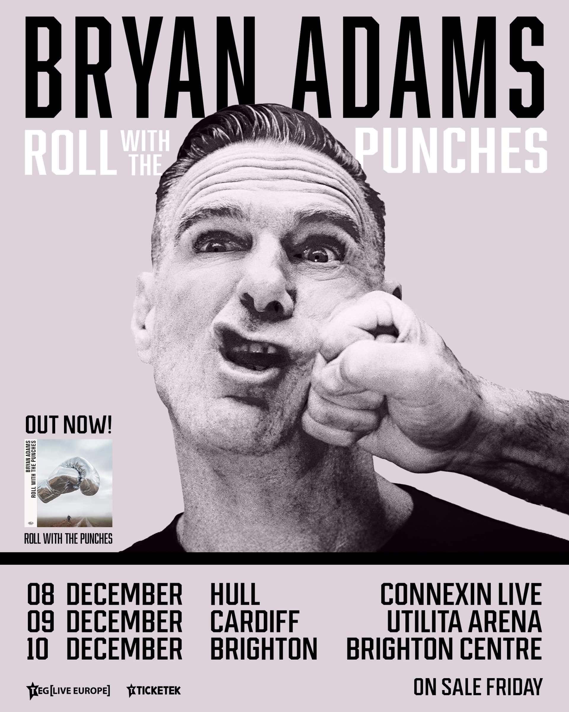 Bryan Adams December 2025 UK arena tour poster