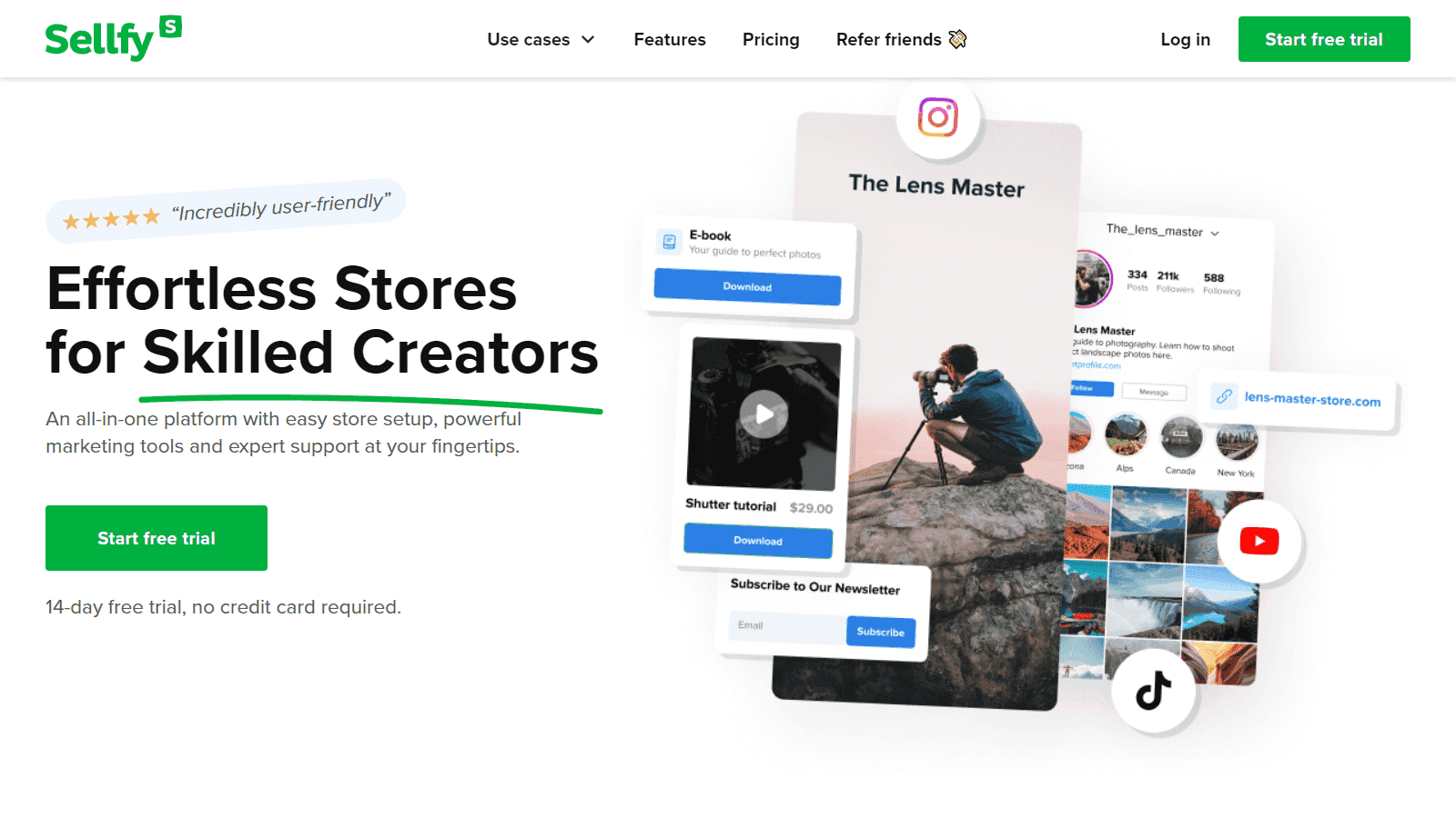 Sellfy homepage