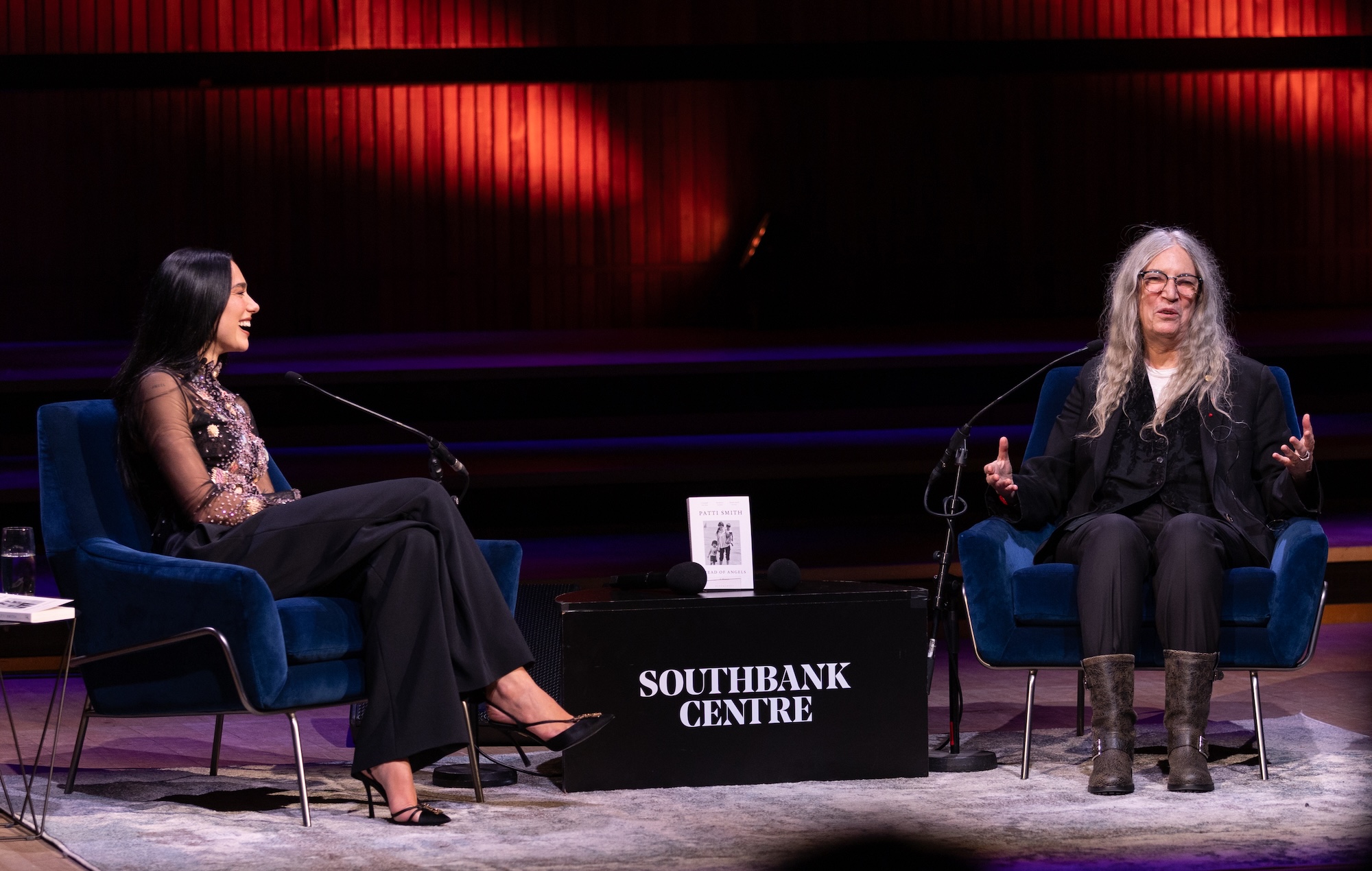 Dua Lipa and Patti Smith speaking at the London Literature Festival